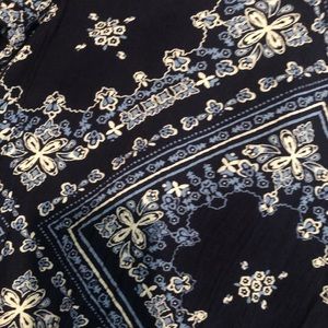 Navy and White Peasant Top